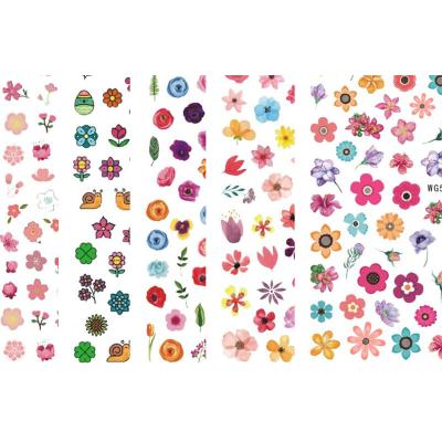 China Cartoon Nail Art Supplies Colorful Vivid Flower Spring Nail Sticker Eco-friendly Material Free Shipping Decals for sale