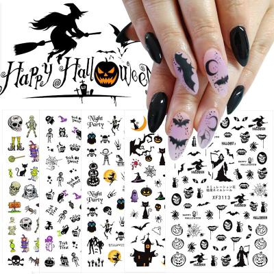 China Eco-Friendly Material Free Shipping Pumpkin Elf Witch Skull Vampire Halloween Nail Stickers Halloween Party DIY Nail Decor Nail Stickers for sale