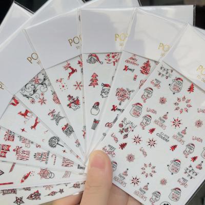 China Eco-Friendly Material Free Shipping Christmas Nail Art Supplies Winter Xmas Snowflakes Moose Designs Red Laser Christmas Nail Art for sale