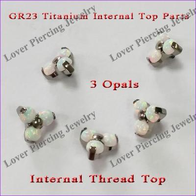 China [ST-677]Romantic GR 23 Titanium Internally Threaded 3 Opal Labret Skin Full Body High Quality Piercing Jewelry Parts Loose Wholesale for sale