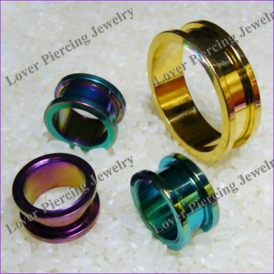 China CLASSIC [AS-555] High Polish Titanium Anodized Stainless Steel Custom Flesh Tunnel Plugs for sale