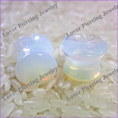 China [SE-FP112] Double Flared Natural Flower Saddle Stone Ear Plugs Piercing for sale