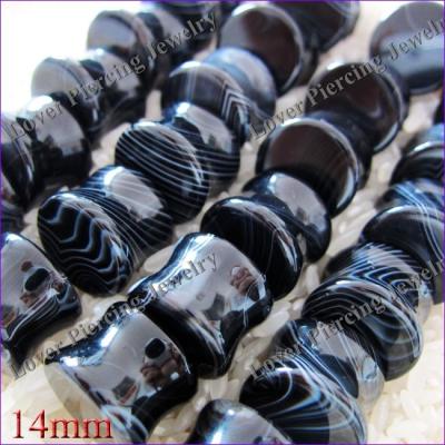 China Hot Selling Black Stripe Agate Stone Polish Saddle [SE-S057] High Branch Black Stripe Agate Stone Custom Ear Plugs Measurements for sale