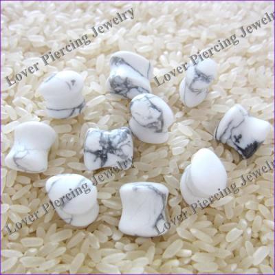 China CLASSIC [SE-T228] Popular Teardrop Design Natural Stone Howlite Custom Ear Gauge Plugs for sale