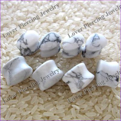 China Wholesale CLASSIC [SE-T229] Fashion Howlite Fashion Natural Stone Teardrop Design Custom Ear Gauge Plugs for sale