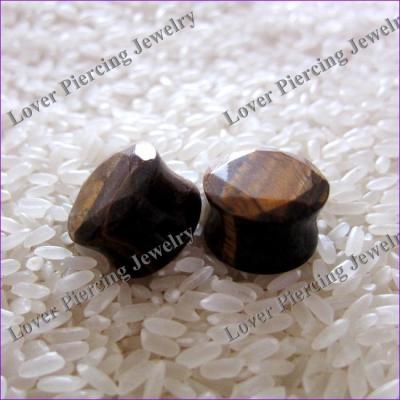 China CLASSIC Design Natural Yellow Tiger Eye Stone Unique Ear Plug Faceted Piercing Jewelry [SE-F030] for sale