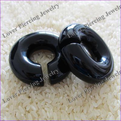 China [SE-CP030] Wholesale Black Bosidian Natural Stone Polished Ear Plugs for sale