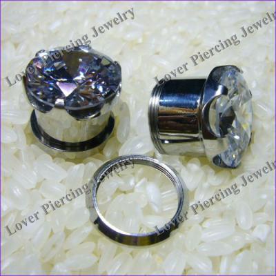 China CLASSIC [SS-F101B] With Good Screw Thread Tunnel Crystal Stainless Steel Flesh Plug Expander for sale