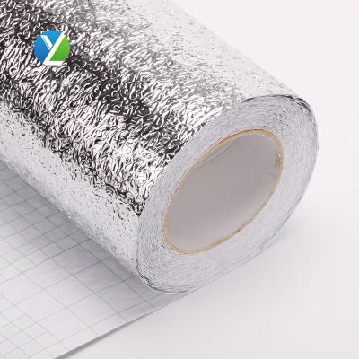 China Moistureproof Wallpaper Peel Stick Oil Proof Sticker Kitchen Oil Proof Waterproof Aluminum Foil Sticker Metallic Modern for sale