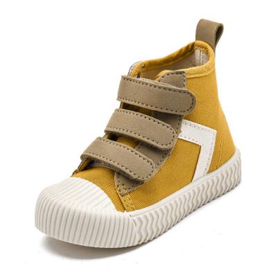 China Toddler Canvas High Tops Girls Anti-skid Walking Running Shoes Boys Casual Top Anti-skid Boys And Buckle Sneaker for sale