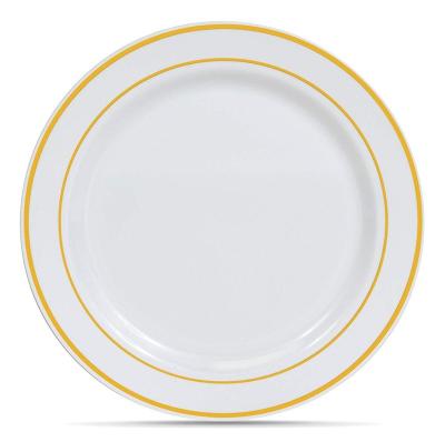 China Traditional Gold Rim Plates 100Pack, Premium Heavy Duty Dessert Dishes 10.25