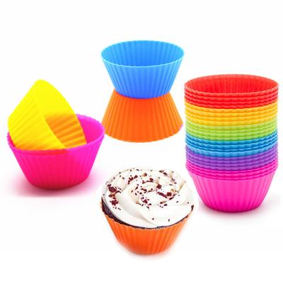 China Disposable Cupcake Baking Cup Molds Silicone Easy Clean Liners Non-Stick Reusable Pastry Cupcake Molds for sale