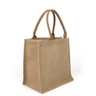 China Custom Logo Jute Bag Handled Jute Handle Eco Friendly Shoping Bag For Supermarket for sale