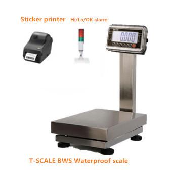 China BWS-3040-AL 60kg / 5g impermeable IP67 Plataforma de banco de acero inoxidable Pesadora de pesas para pesas de mariscos con impresora de indicadores de pantalla LED en venta