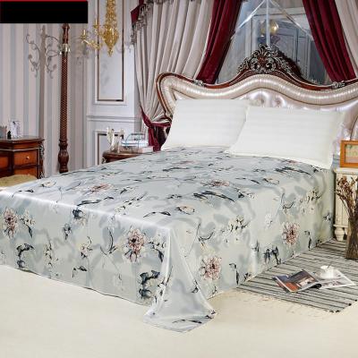 China Twill 16MM Flat Sheet 1pc Seam Mulberry Colors 100% Silk Printed Bed Sheet for sale