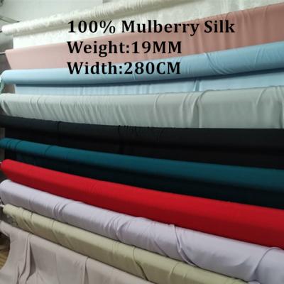 China 19mm Shrink-Resistant 100% Charmeuse Silk Fabric 280cm Width Solid Mulberry Silks For Bedding Set Clothing DIY Multicolor for sale