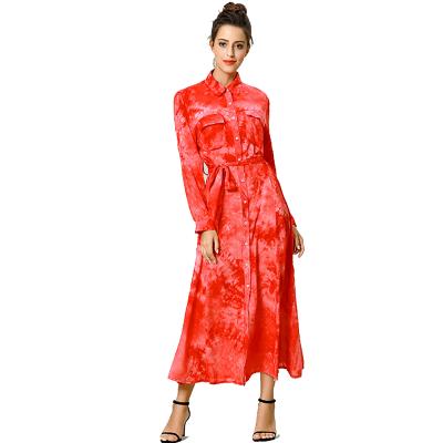 China 2021 Autumn Grade Anti-Static Tie Dye Kaftan Upper Maxi Women Dress Middle East /Muslim/Moroccan Long Dress for sale