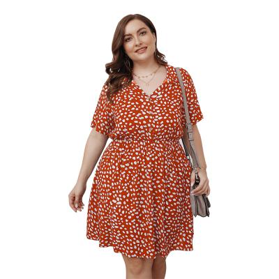 China Spring Anti-Static New Plus Size Floral Women Dresses Elegant Midi Casual Dress for sale