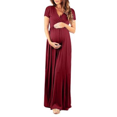 China New Arrival Spring&Summer Breathable Solid Print RTS Elegant Women Casual Dresses Short Maternity Pregnancy Dress Long Sleeve Maternity Dress for sale