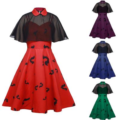 China 2021 New Arrival Style Cami Women Dress Gothic Lady Floral Print Anti-Static For Halloween for sale