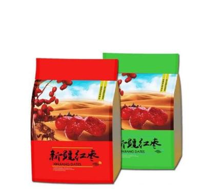 China Custom Design Laminated Material Flat Bottom Zip Lock Snack Food Packaging Jujube Bags for sale