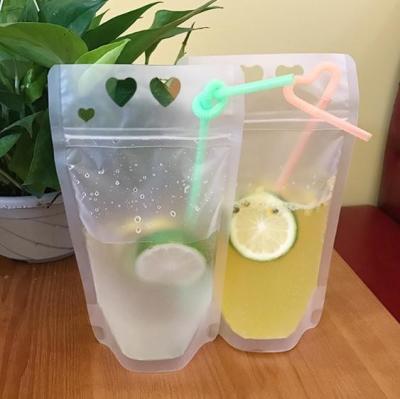 China Portable Juice Beverage Packaging Bag Ziplock Transparent Matte Stand Up Pouch for sale