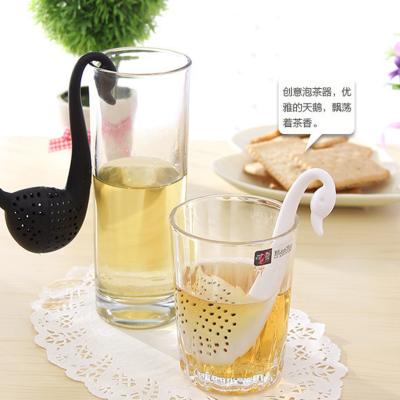 China Stored Reusable Portable Stylish Cute Plastic Swan Shape Tea Infuser Swan Cup Tea Strainers for sale