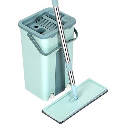 China Magic Rotary Broom 2022 White Card Washing Floor Standing Magic Flat Compression Mop With Telescopic Rod Bucket Set for sale