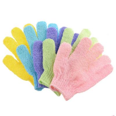 China EXFOLIATE Logo Five Fingers Mitt Korean Logo Gloves Exfoliating Mitt Wholesale Custom Natural Plant Fiber Bath Massage for sale