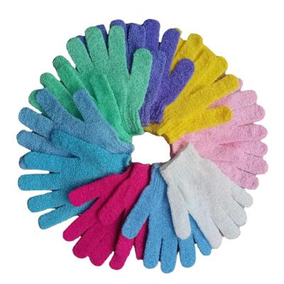 China EXFOLIATING Factory Direct Sales All Kinds of Customized Logo Five Fingers Double Sided Deepnatural Plant Fiber Bath Exfoliating Glove for sale