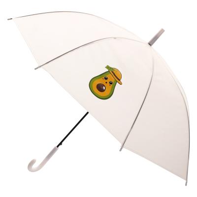 China Wholesale Custom Promotion Minimalist Portable Fruit Avocado Clear Printing EVA Clear Straight Umbrella Windproof Umbrella for sale