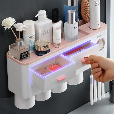 China High Quality Smart Plastic Toothbrush Sterilizer Toothpaste Dispenser Toothbrush Holder and Brush Holder with Sterilization for sale