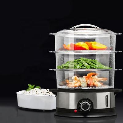 China Household Hot Sale 800W 3-Layer Electric Steamer with 75 Minutes Timer and Auto Shut-Off Steam Pot for sale