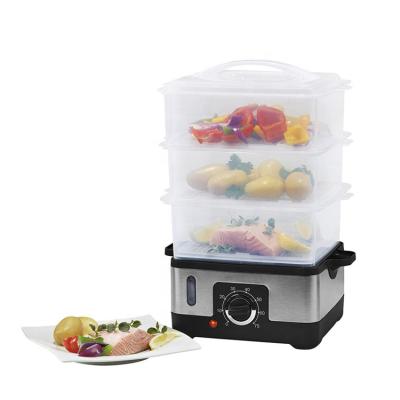 China Household 9L 3 Layer800w Electric Food Steamer Home Electric Square Shape Vegetables Steamer for sale