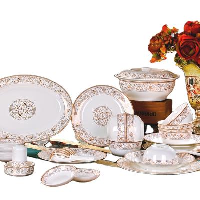 China Royal Style Disposable Cutlery Set With Real Gold Painting Fine Bone Chinese Cutlery Set for sale