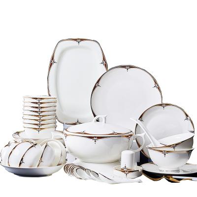 China Disposable Porcelain Dishwasher Safe Fine Dinnerware Set Bone China Ceramic Dinnerware Set for sale