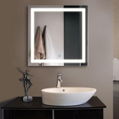 China LED Bathroom Mirror Square Lighted Vanity Mirror Includes Anti-fog Device for sale