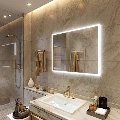 China Bright Dimmable LED Lighted Wall Mounted Bathroom Mirror With Memory Touch Switch for sale