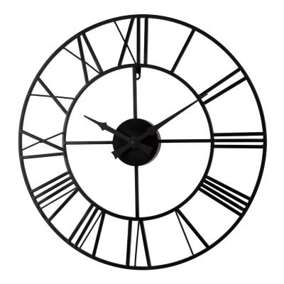 China Large Antique Modern Style Iron Wall Clock 2 Colors Decorative Quartz Movement Metal Wall for sale