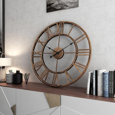 China Modern Decorative Antique Style Metal Large Non Tickling Wall Clock 24 Inch for sale