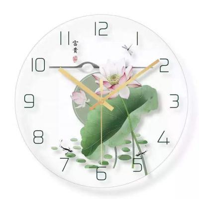 China Antique Style Digital Quiet Field Decor Non Ticking Home Glass Morden Wall Clock For Home Decorative for sale