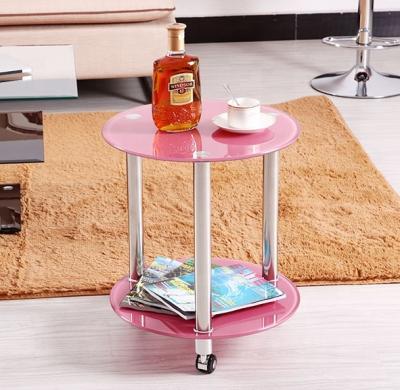 China Home Furniture (Height) Adjustable Side Table Pink Glass Top Coffee Table Table for sale