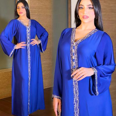 China Maxi Dress Arab Dubai Islamic Muslim Women's Abaya Blue Dress Yibu Eco-Friendly for sale