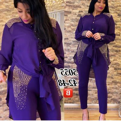 China Best Selling Eco-friendly Kanga Clothing Wholesale Two Piece Pants Top Set Plus Size Women Clothing Africa Style Muslim Clothing for sale