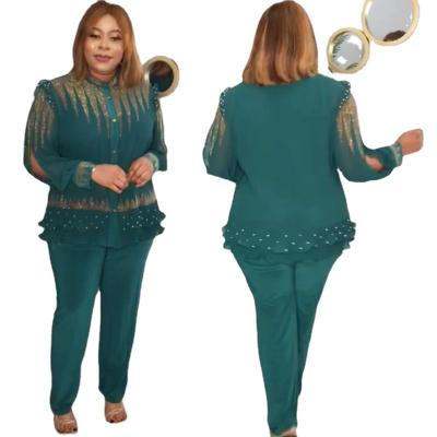 China Best Selling Eco-friendly Kanga Clothing Wholesale Pants Two Piece Top Set Africa Style Plus Size Muslim Clothing Women Clothing A689 for sale