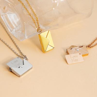 China Wholesale Punk Love Lock Stainless Steel YIBU Envelope Pendant Necklace for sale