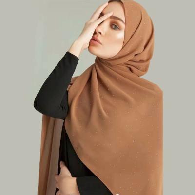 China New fashionable elegant shiny seuqin shawl scarf factory price chiffon hijab flower muslim headscarf for sale