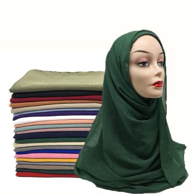 China New Fashion Silver Silk Women's Natural Chiffon Shawl Pleat Scarf Crinkle Arab Hijab for sale