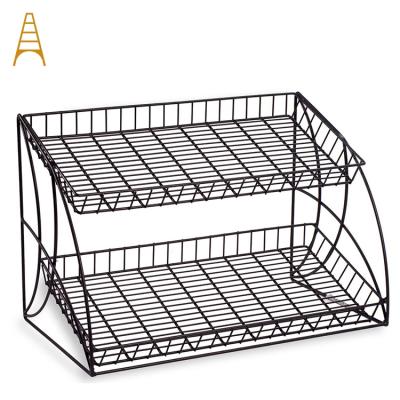 China AF-WR23 Customized 2 Tier Snack Counter Metal Wire Candy Display Rack for sale