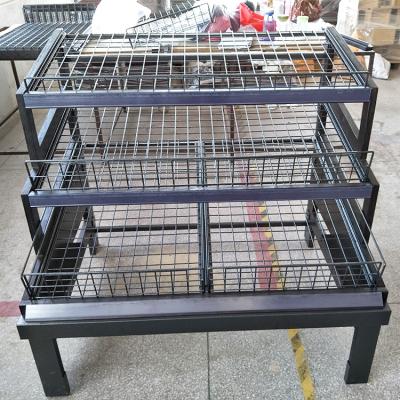 China 3 Double Sided Custom Metal Rack Layers For Display Bakery Vegetable And Fruit for sale